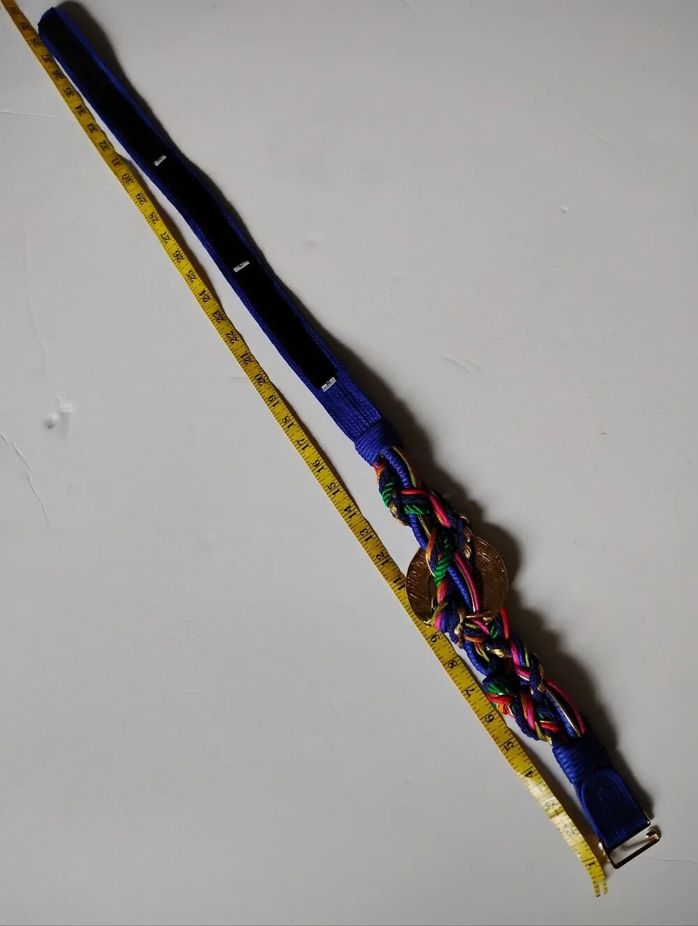 1980's Braided Mixed Media Belt Purple Gold Colorful Adjustable Sizes
